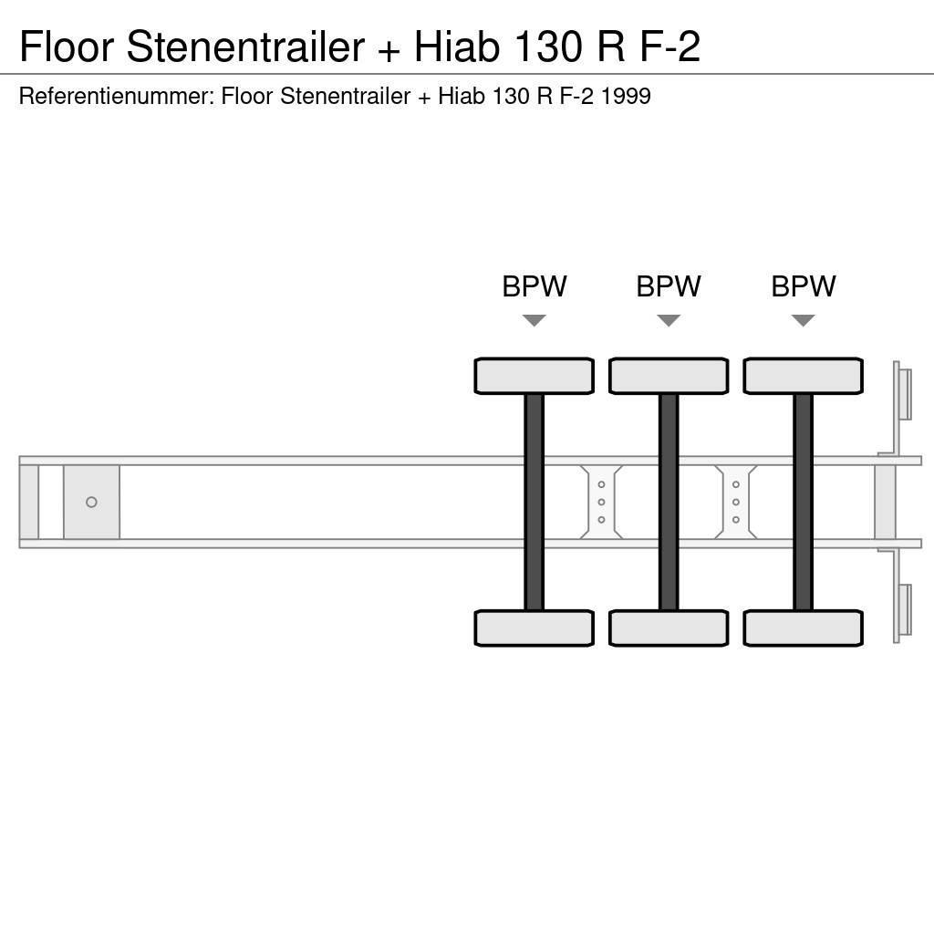 Floor Stenentrailer + Hiab 130 R F-2 Planhengere semi