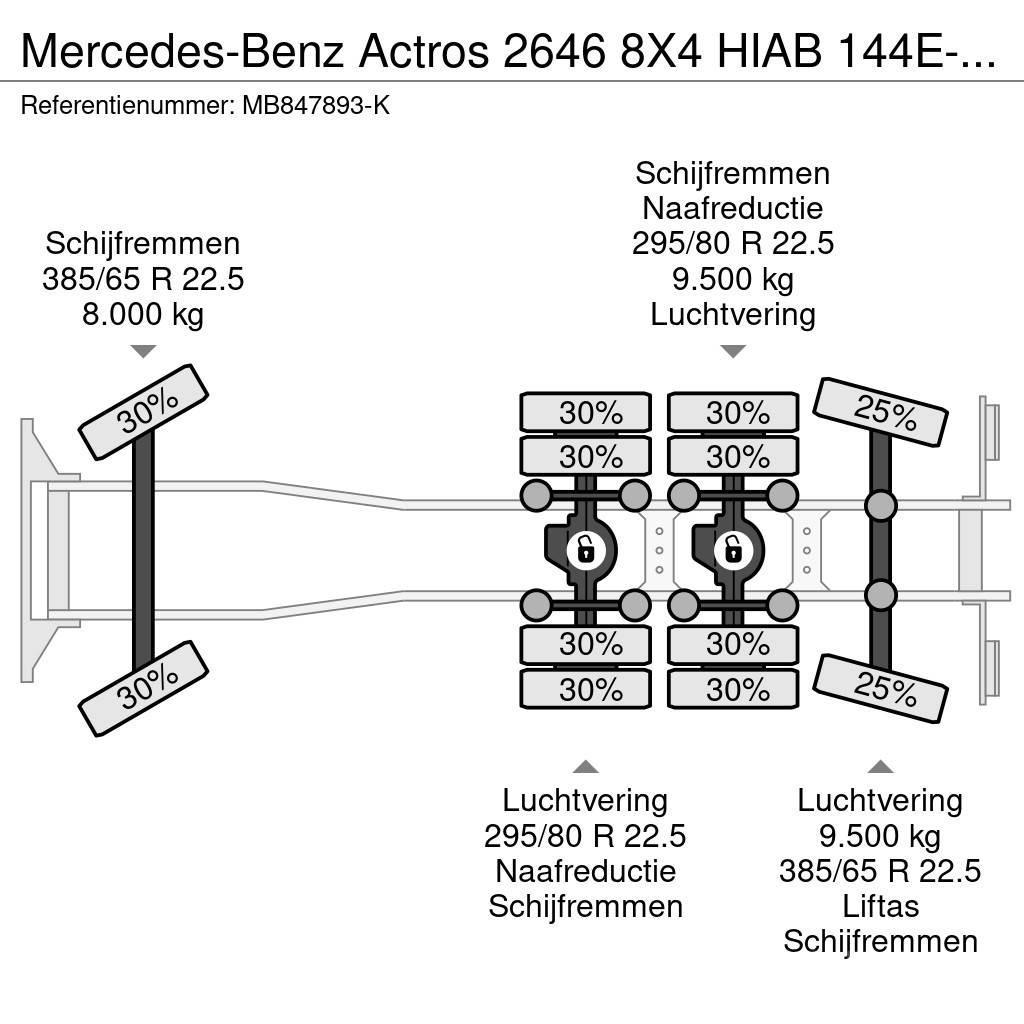Mercedes-Benz Actros 2646 8X4 HIAB 144E-4 HiPro + REMOTE + HookL Krokbil