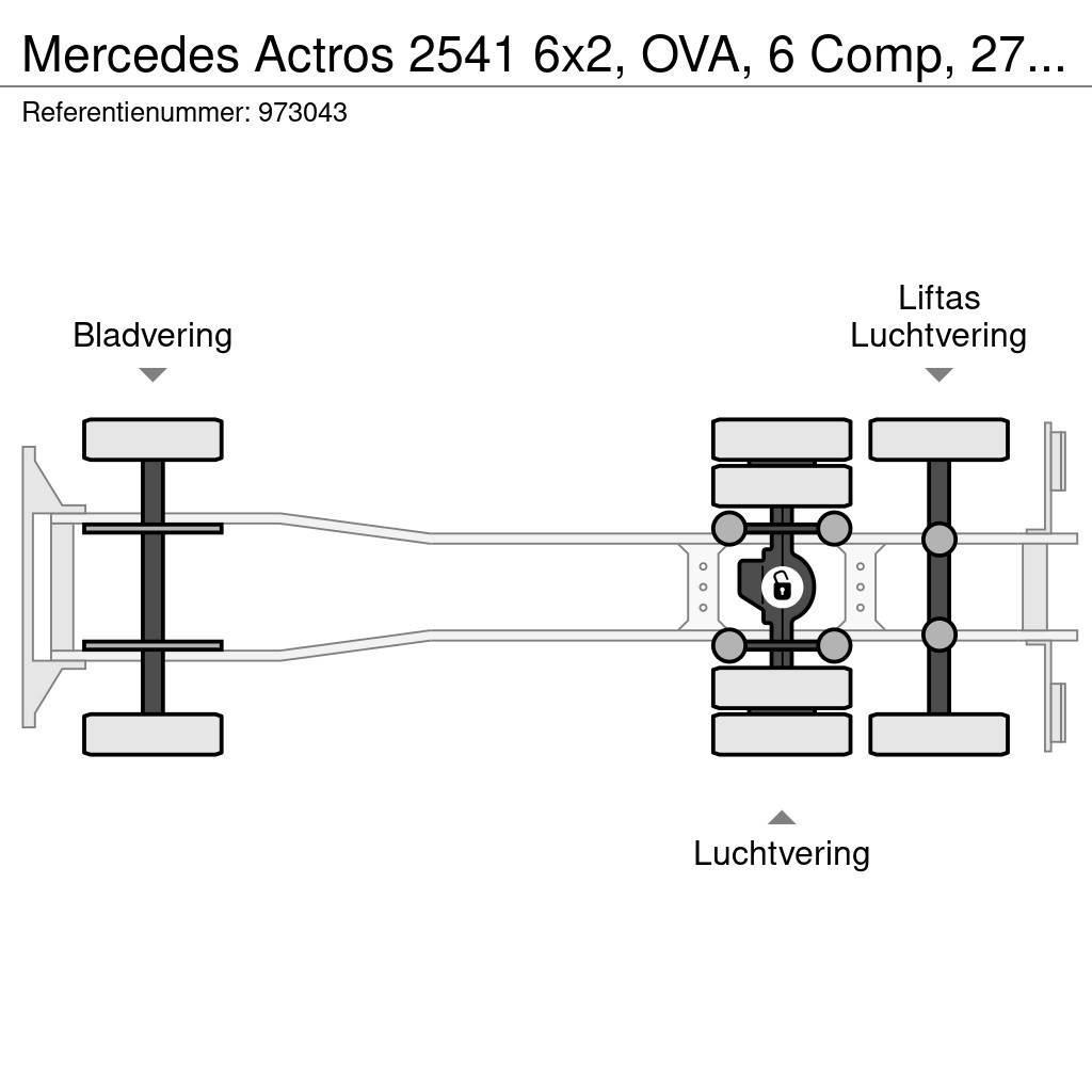 Mercedes-Benz Actros 2541 6x2, OVA, 6 Comp, 27 M3, 3 Pedals Tankbiler