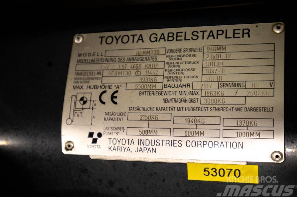 Toyota 8FBMT30, motviktstruck med 5,5 meters lyfthöjd Elektriske trucker