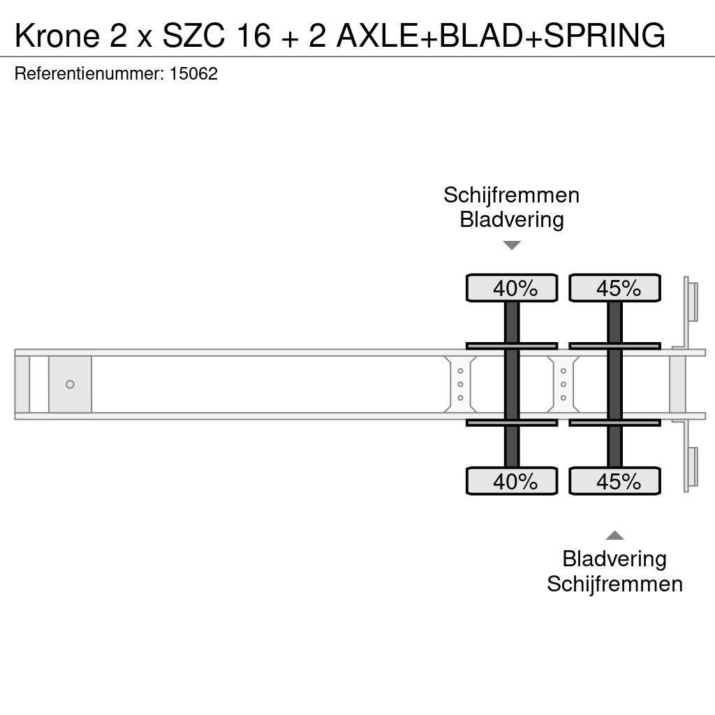 Krone 2 x SZC 16 + 2 AXLE+BLAD+SPRING Containerchassis Semitrailere