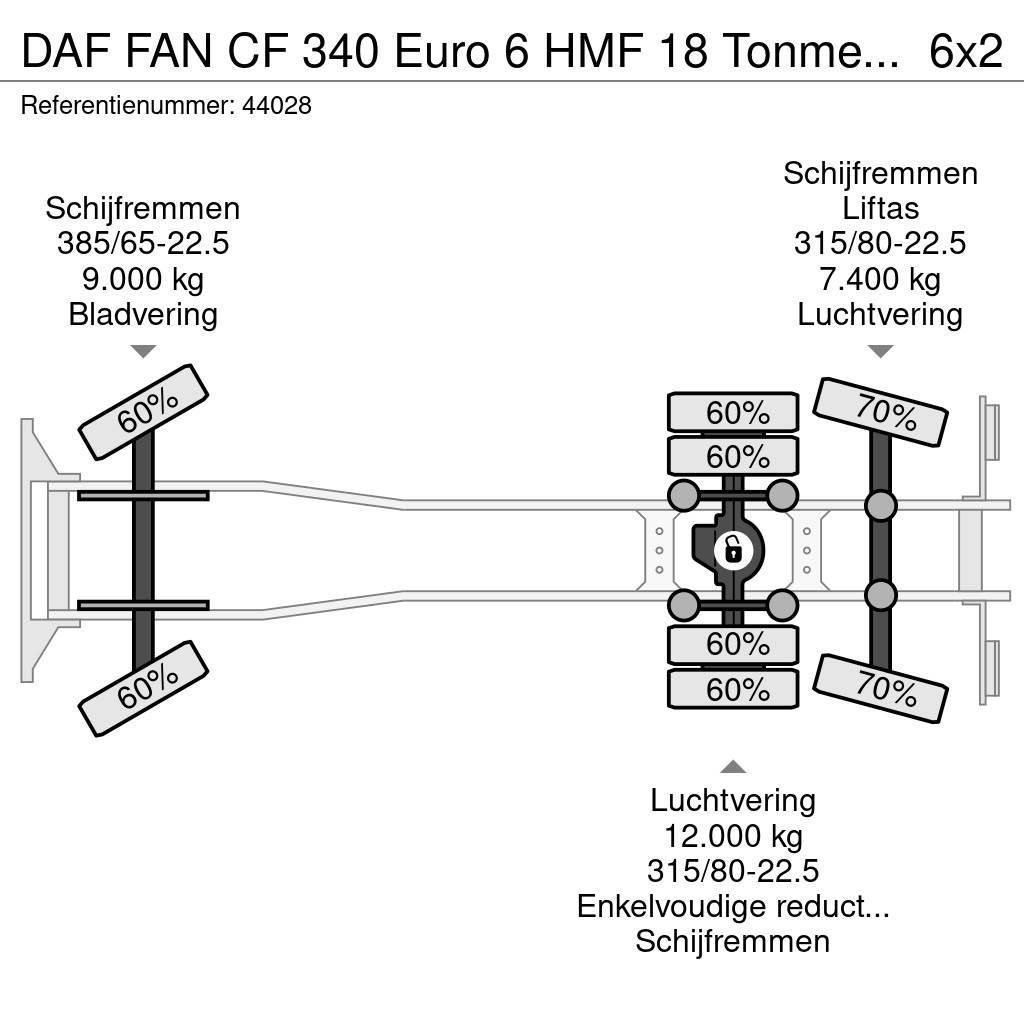 DAF FAN CF 340 Euro 6 HMF 18 Tonmeter laadkraan met li Krokbil