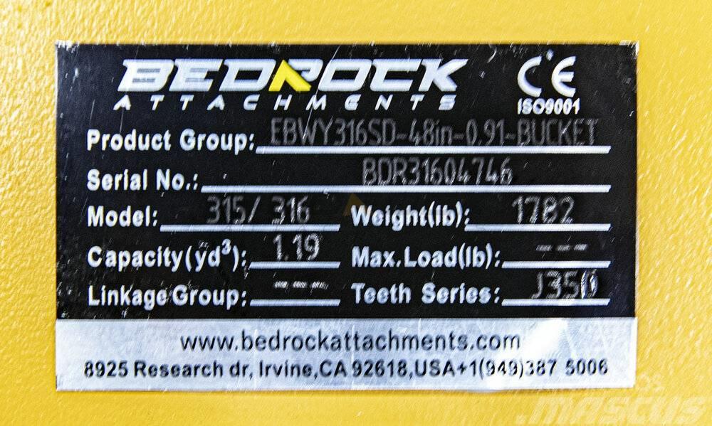 CAT 48" Severe Rock Bucket 315D/F,316E/F,318D2/E/F Andre komponenter
