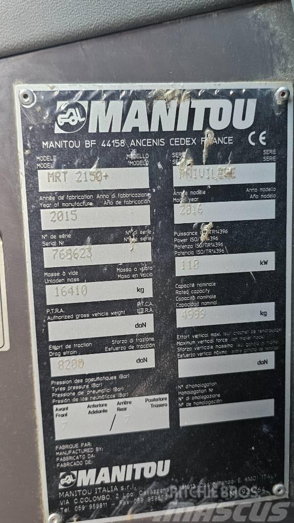 Manitou MRT 2150 Plus Privilege Teleskoplastere