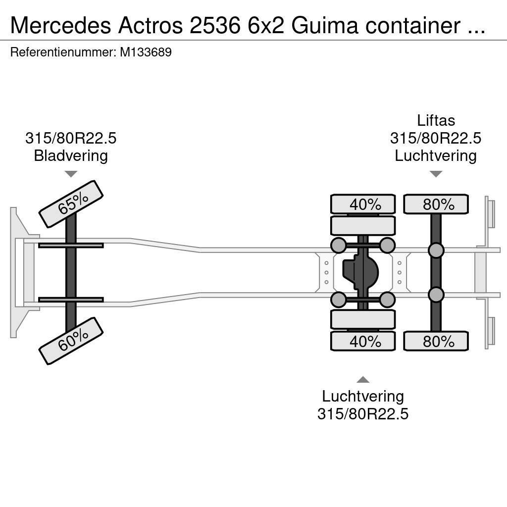 Mercedes-Benz Actros 2536 6x2 Guima container hook 16 t Krokbil