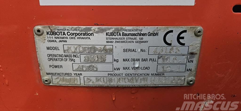 Kubota KX 080-4 Minigravere <7t