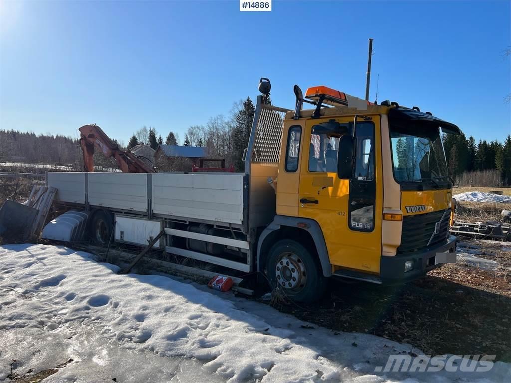 Volvo FL 612 flatbed truck w/ hiab crane. Rep. object. Planbiler