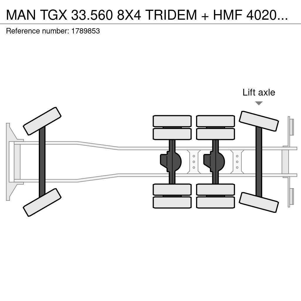 MAN TGX 33.560 8X4 TRIDEM + HMF 4020-K8 KRAAN/KRAN/CRA Kranbil