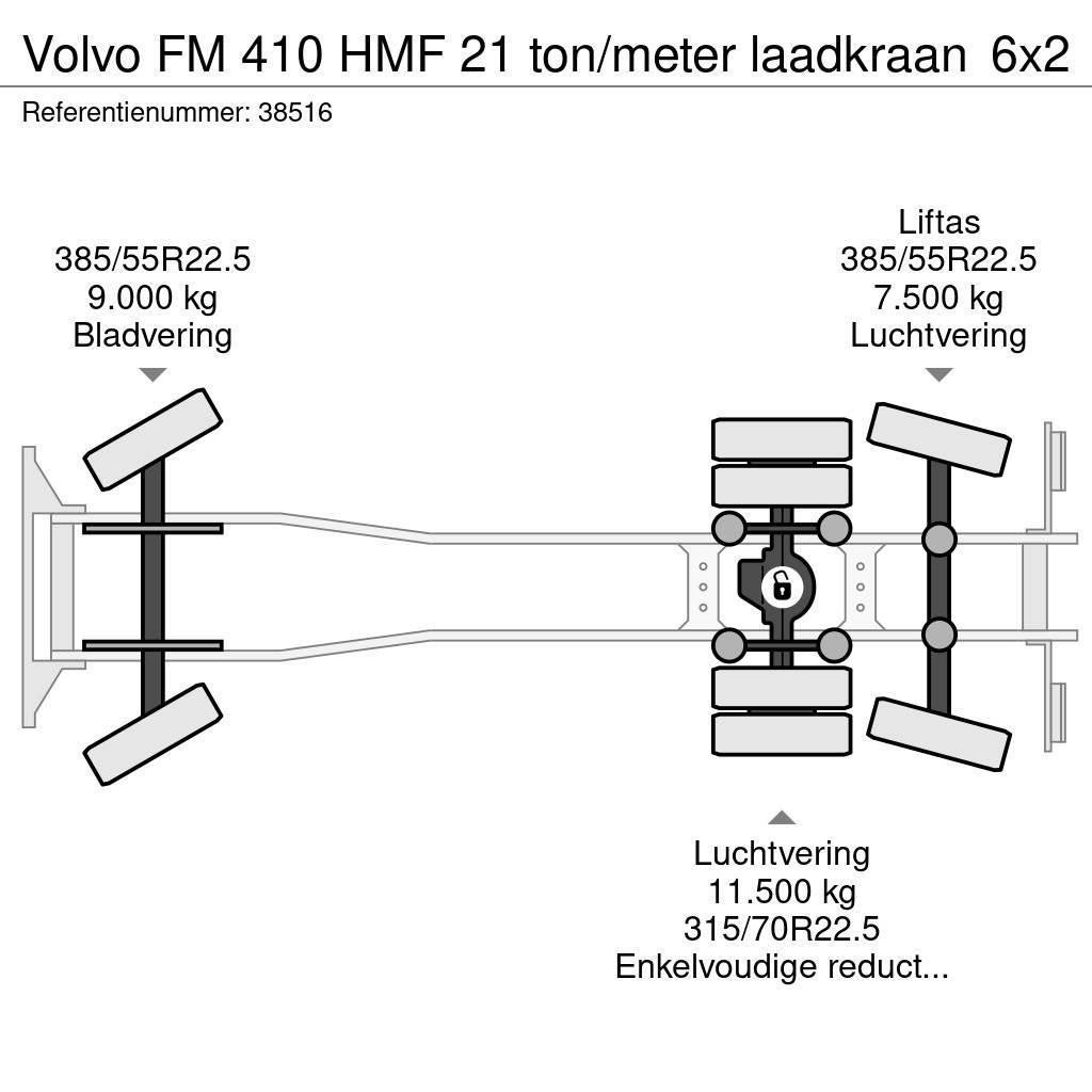 Volvo FM 410 HMF 21 ton/meter laadkraan Krokbil