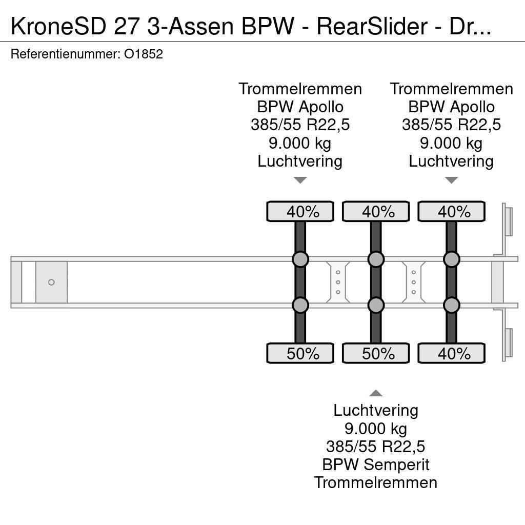 Krone SD 27 3-Assen BPW - RearSlider - DrumBrakes - 5280 Containerchassis Semitrailere