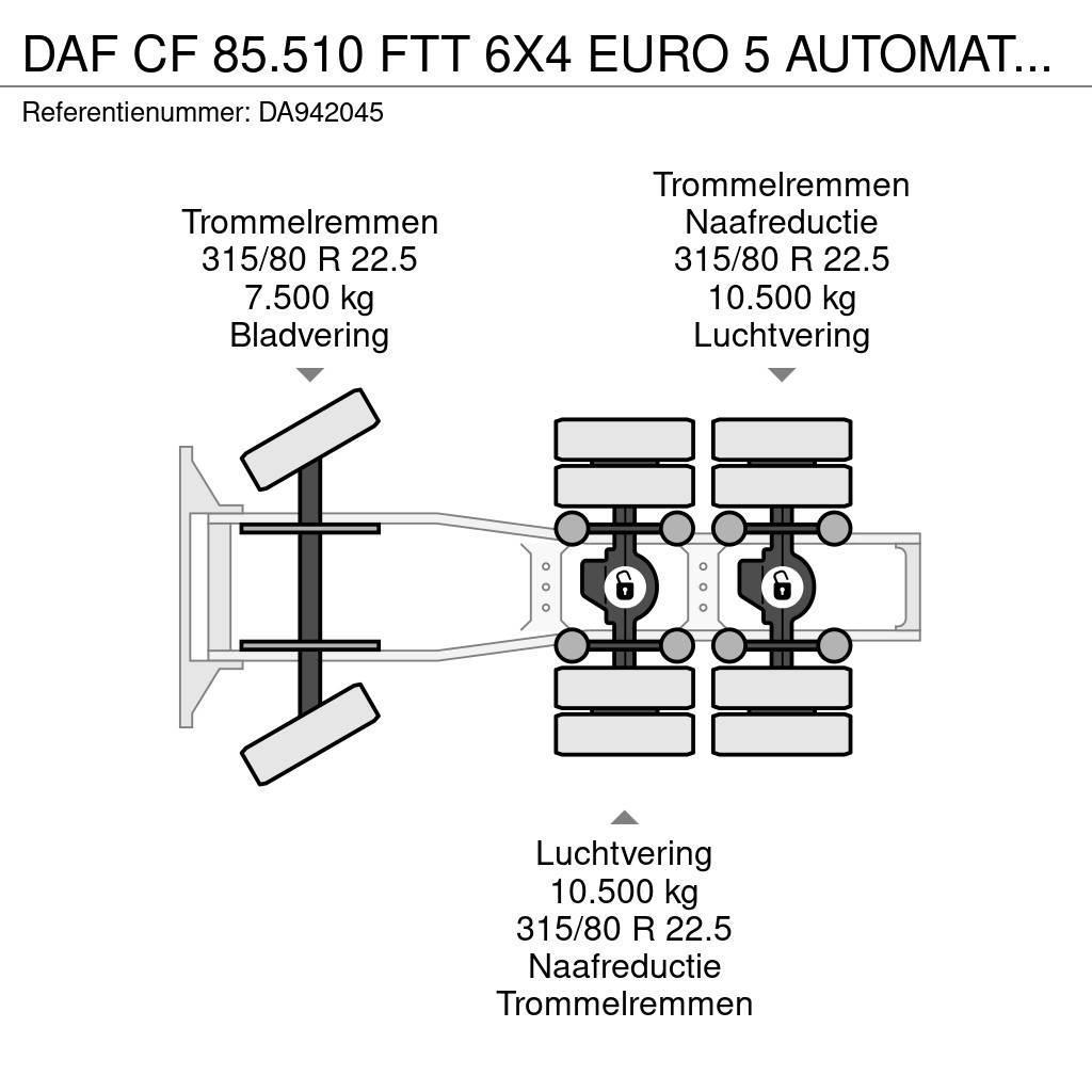DAF CF 85.510 FTT 6X4 EURO 5 AUTOMATIC + ZF INTARDER + Trekkvogner