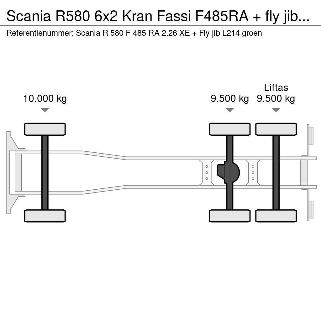 Scania R580 6x2 Kran Fassi F485RA + fly jib Euro 6 Allterreng kraner