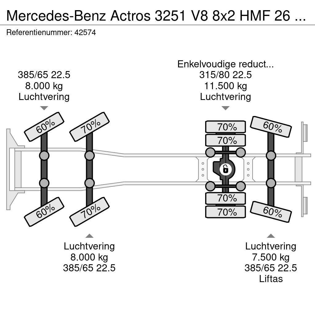 Mercedes-Benz Actros 3251 V8 8x2 HMF 26 Tonmeter laadkraan bouwj Krokbil