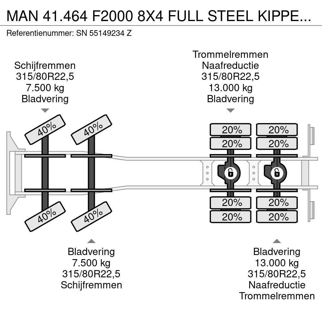 MAN 41.464 F2000 8X4 FULL STEEL KIPPER (EURO 2 / ZF16 Tippbil
