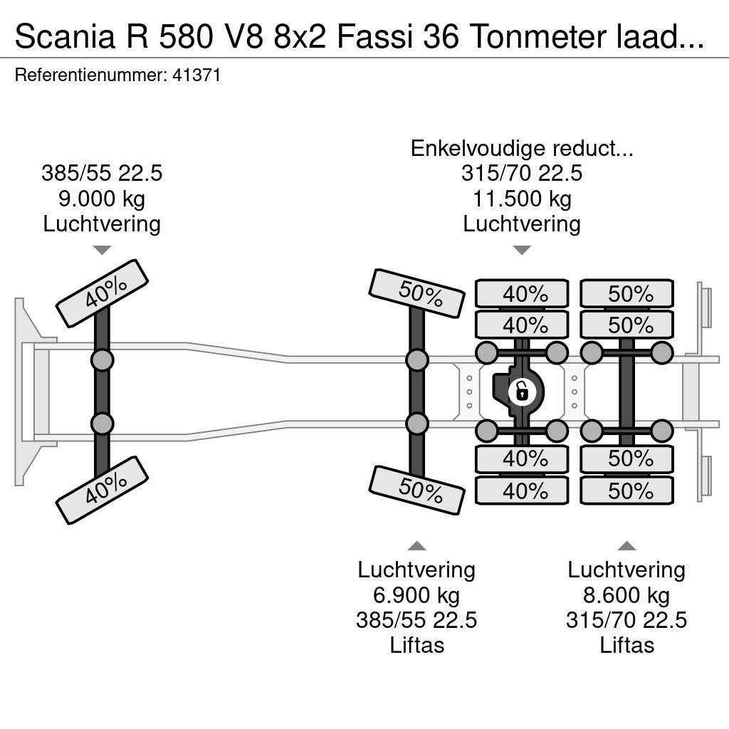Scania R 580 V8 8x2 Fassi 36 Tonmeter laadkraan + Fly jib Allterreng kraner