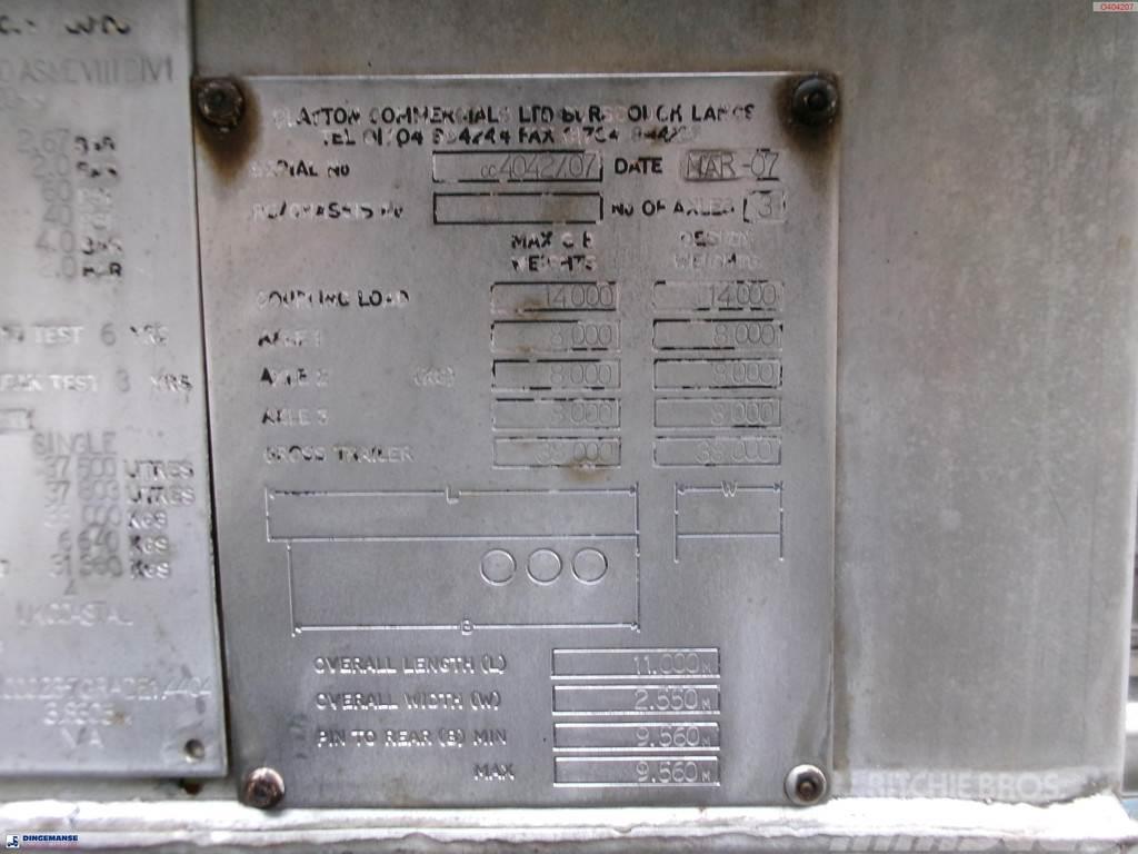  Clayton Chemical tank inox 37.5 m3 / 1 comp Tanksemi