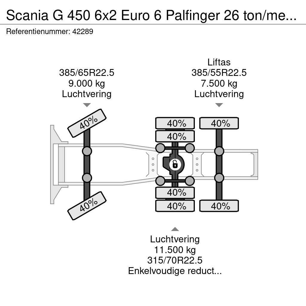 Scania G 450 6x2 Euro 6 Palfinger 26 ton/meter laadkraan Trekkvogner