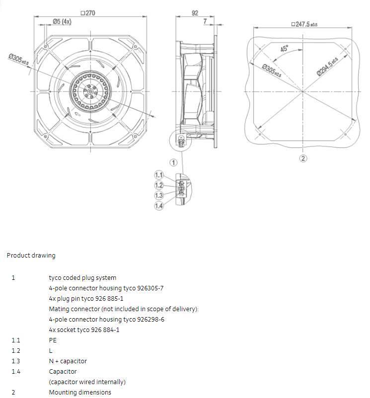  Ebmpapst K2E220-RA38-01 AC centrifugal blæser - Ra Lys - Elektronikk