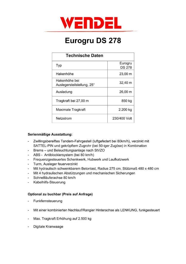 Eurogru DS 278 - Schnellbaukran Selvreisende tårnkran
