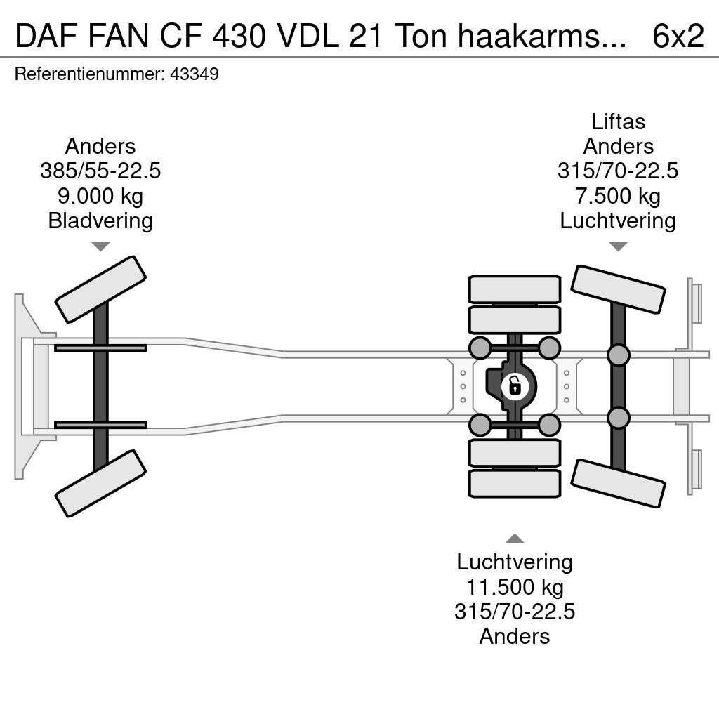 DAF FAN CF 430 VDL 21 Ton haakarmsysteem Krokbil