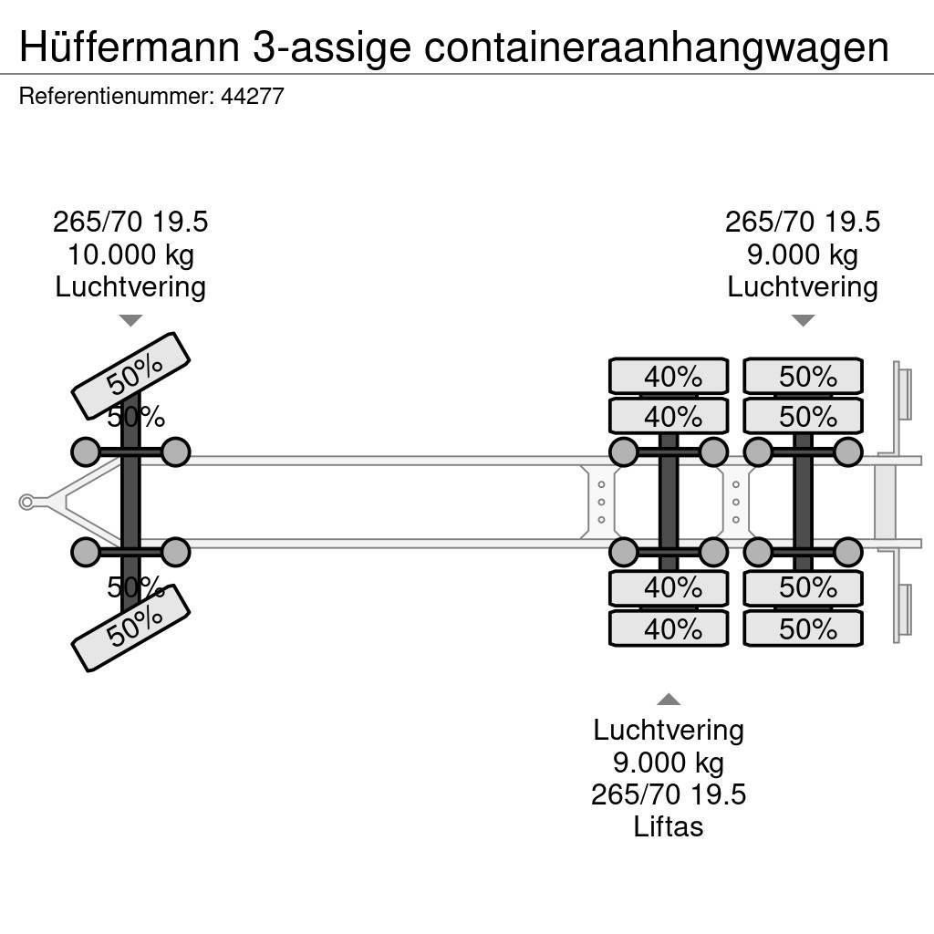 Hüffermann 3-assige containeraanhangwagen Containerhenger