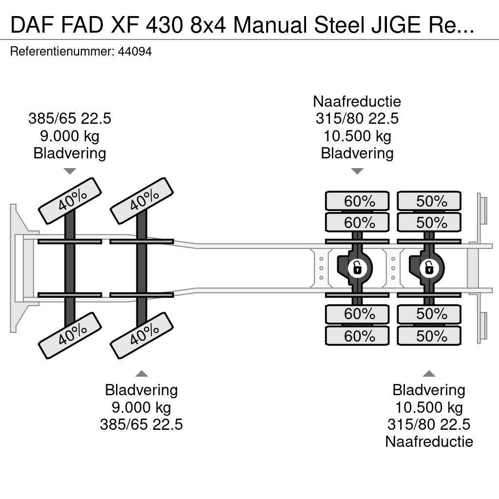 DAF FAD XF 430 8x4 Manual Steel JIGE Recovery truck Bergingsbiler