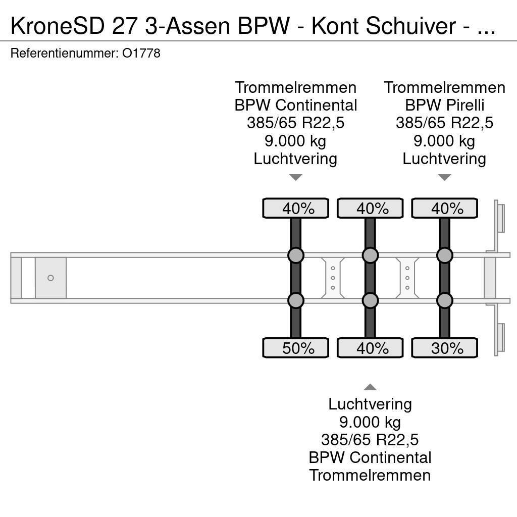Krone SD 27 3-Assen BPW - Kont Schuiver - DrumBrakes - 5 Containerchassis Semitrailere