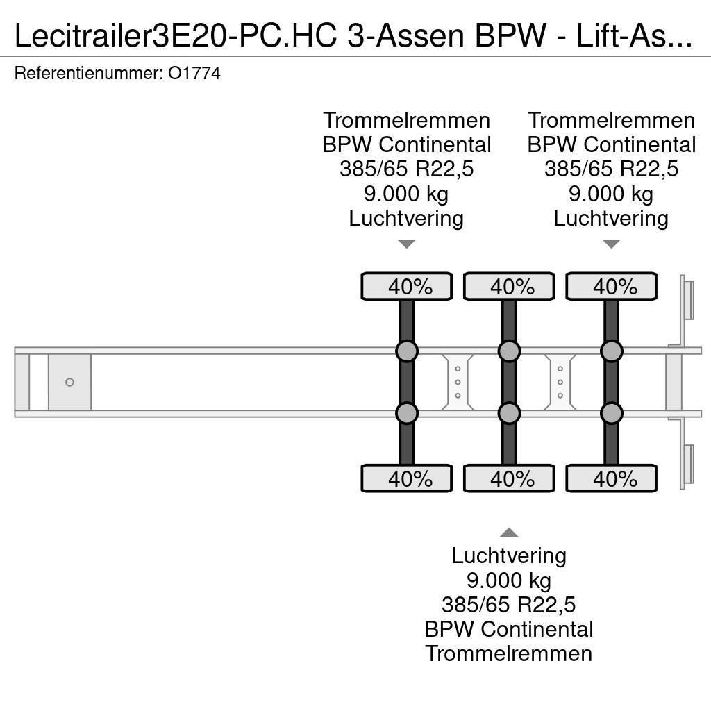 Lecitrailer 3E20-PC.HC 3-Assen BPW - Lift-As - 4800kg - 1x 20F Containerchassis Semitrailere