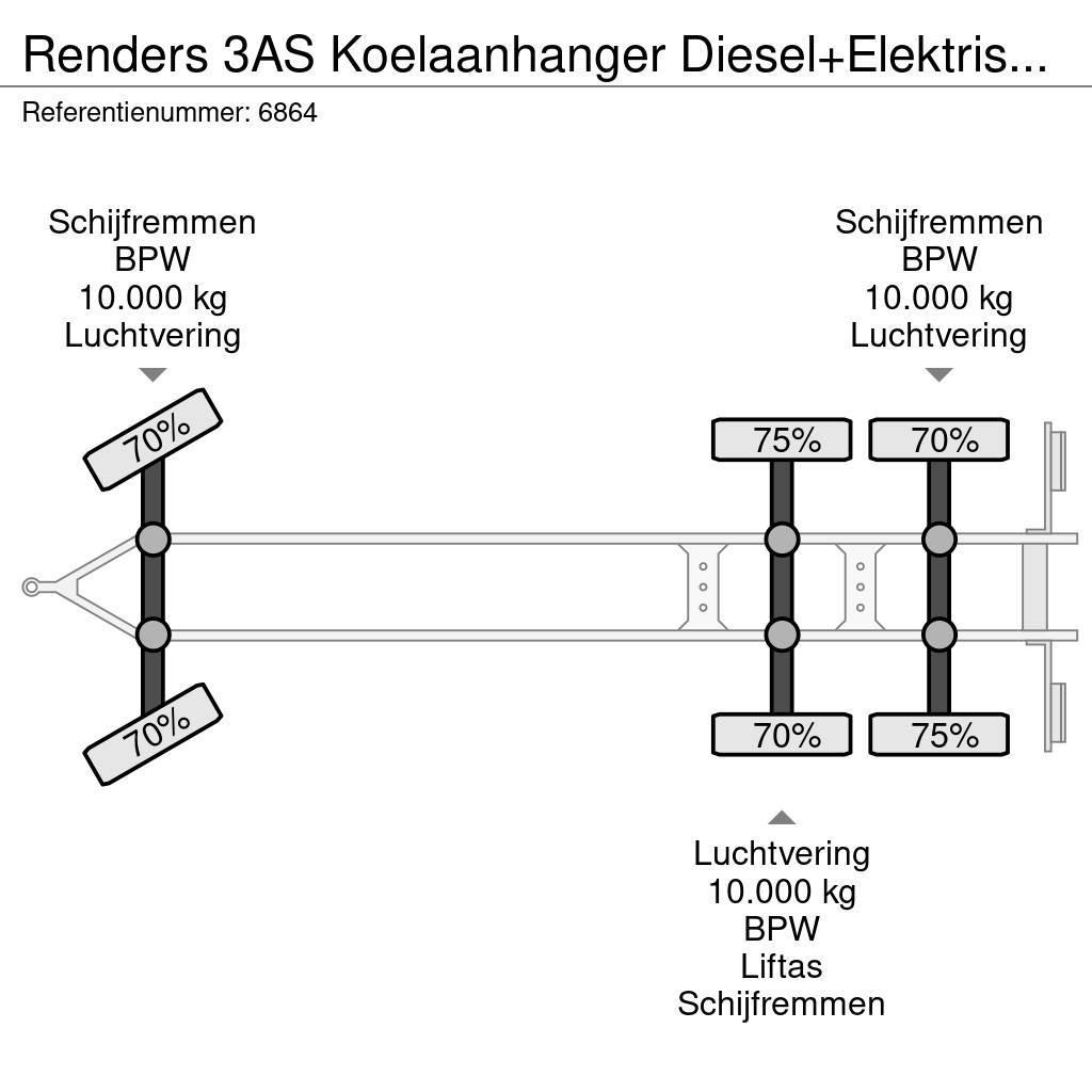 Renders 3AS Koelaanhanger Diesel+Elektrisch 10T assen Skaphengere Frys/kjøl/varme