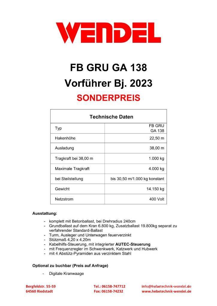 FB GRU GA 138 - Turmdrehkran - Baukran - Kran Bygge- og tårnkraner