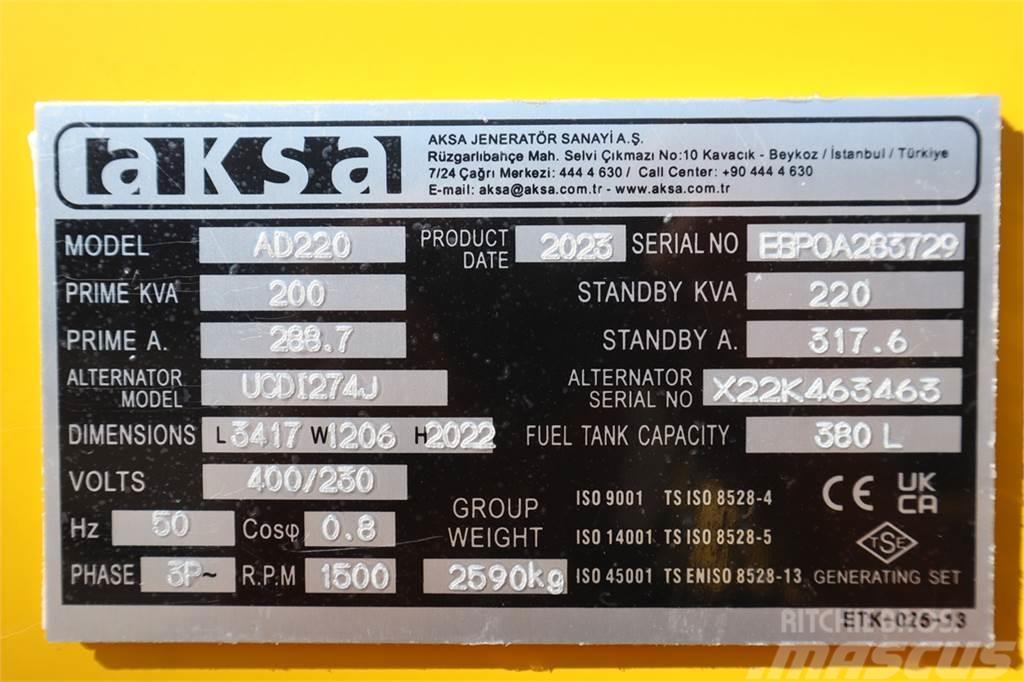 AKSA AD220 Valid inspection, *Guarantee! Diesel, 220 kV Diesel Generatorer