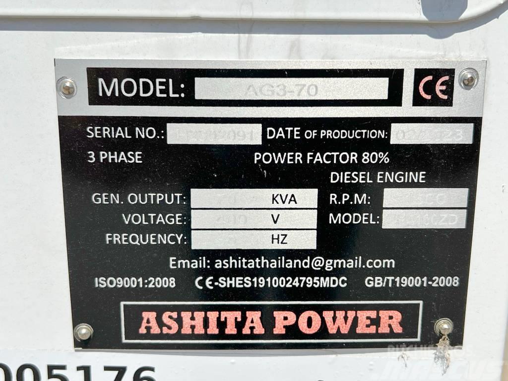 Ashita AG3-70 - 70 KVA New / Unused / CE Certified Diesel Generatorer