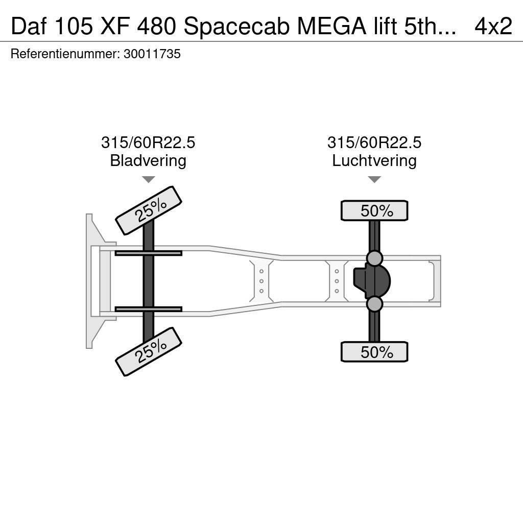 DAF 105 XF 480 Spacecab MEGA lift 5th wheel Trekkvogner