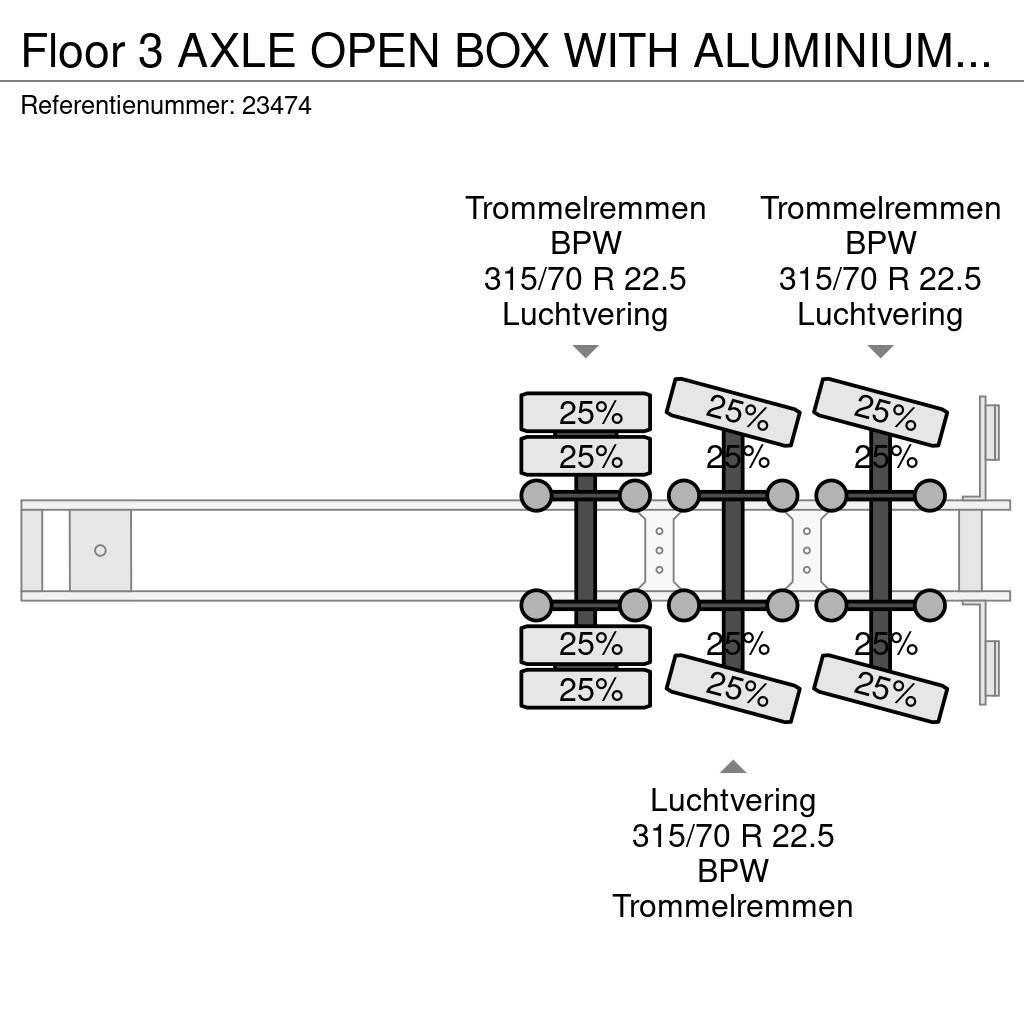 Floor 3 AXLE OPEN BOX WITH ALUMINIUM SIDE BOARDS Planhengere semi