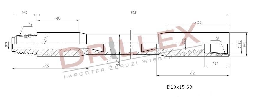 Vermeer D7x11, D9x13, D10x15 S3  Drill pipes, Żerdzie Horisontal borerigg utstyr
