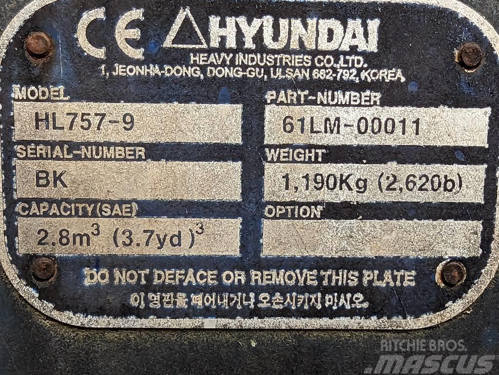 Hyundai WLoader Bucket HL 757-9 Andre komponenter