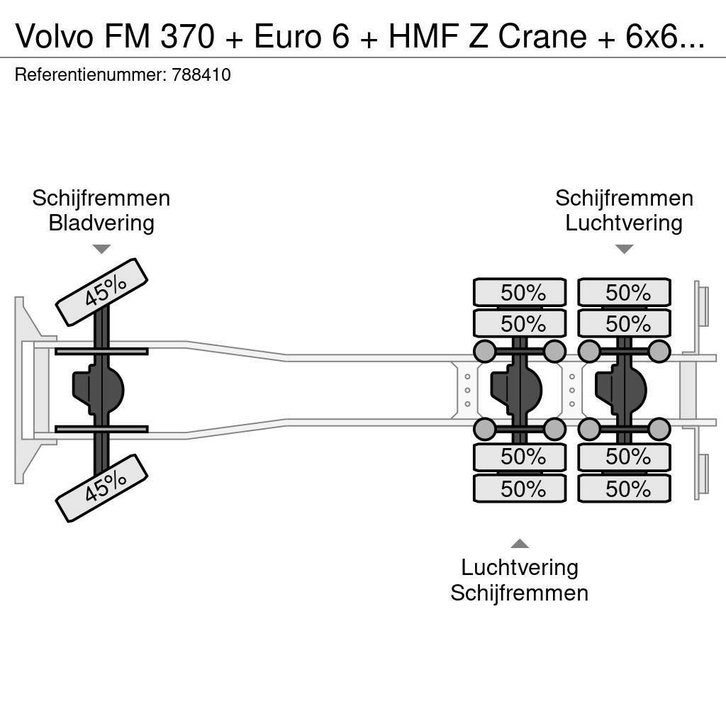 Volvo FM 370 + Euro 6 + HMF Z Crane + 6x6 + Hardox KIPPE Allterreng kraner