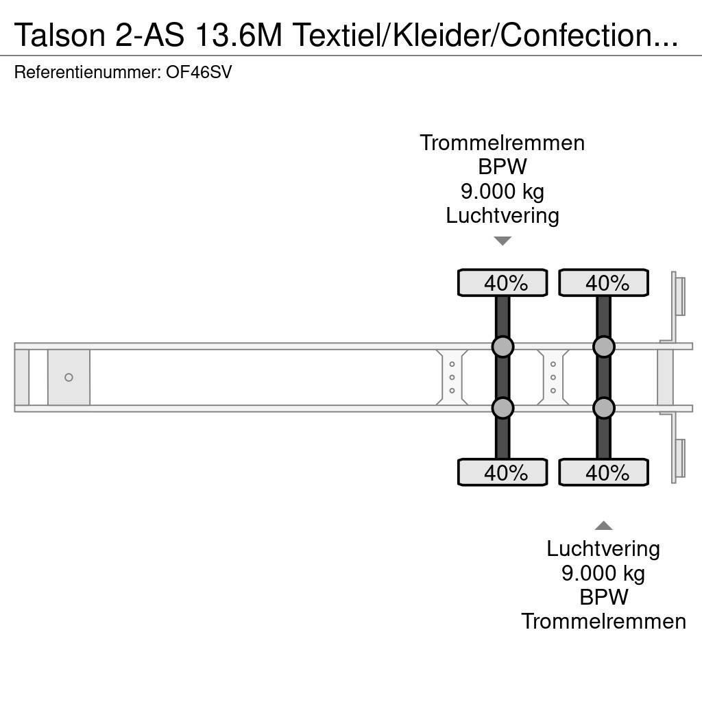 Talson 2-AS 13.6M Textiel/Kleider/Confection ABS APK/TUV Lettisolert skaptrailer