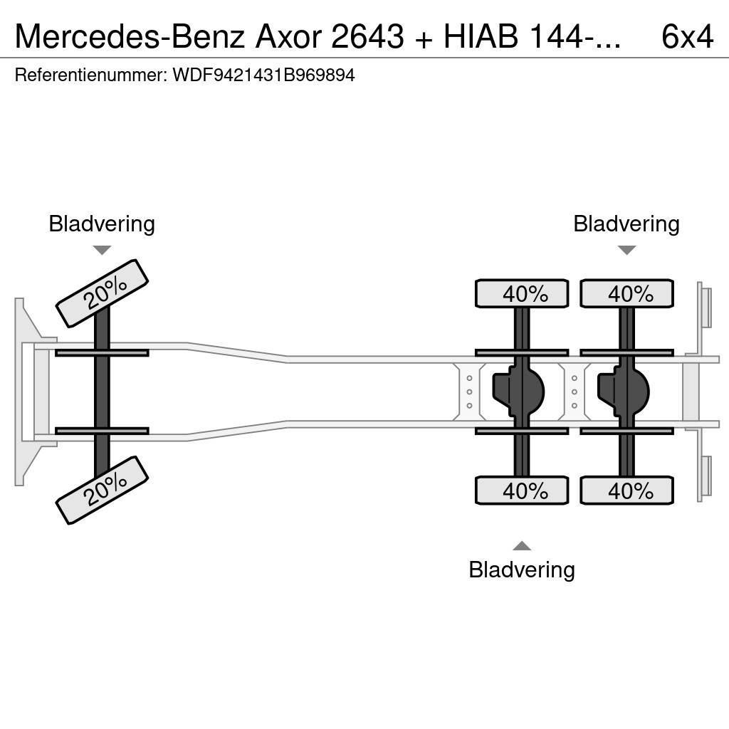 Mercedes-Benz Axor 2643 + HIAB 144-3+REMOTE + EURO 5 + 6X4 BIG A Allterreng kraner