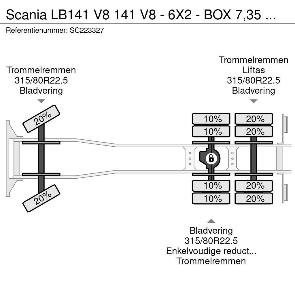 Scania LB141 V8 141 V8 - 6X2 - BOX 7,35 METER Planbiler