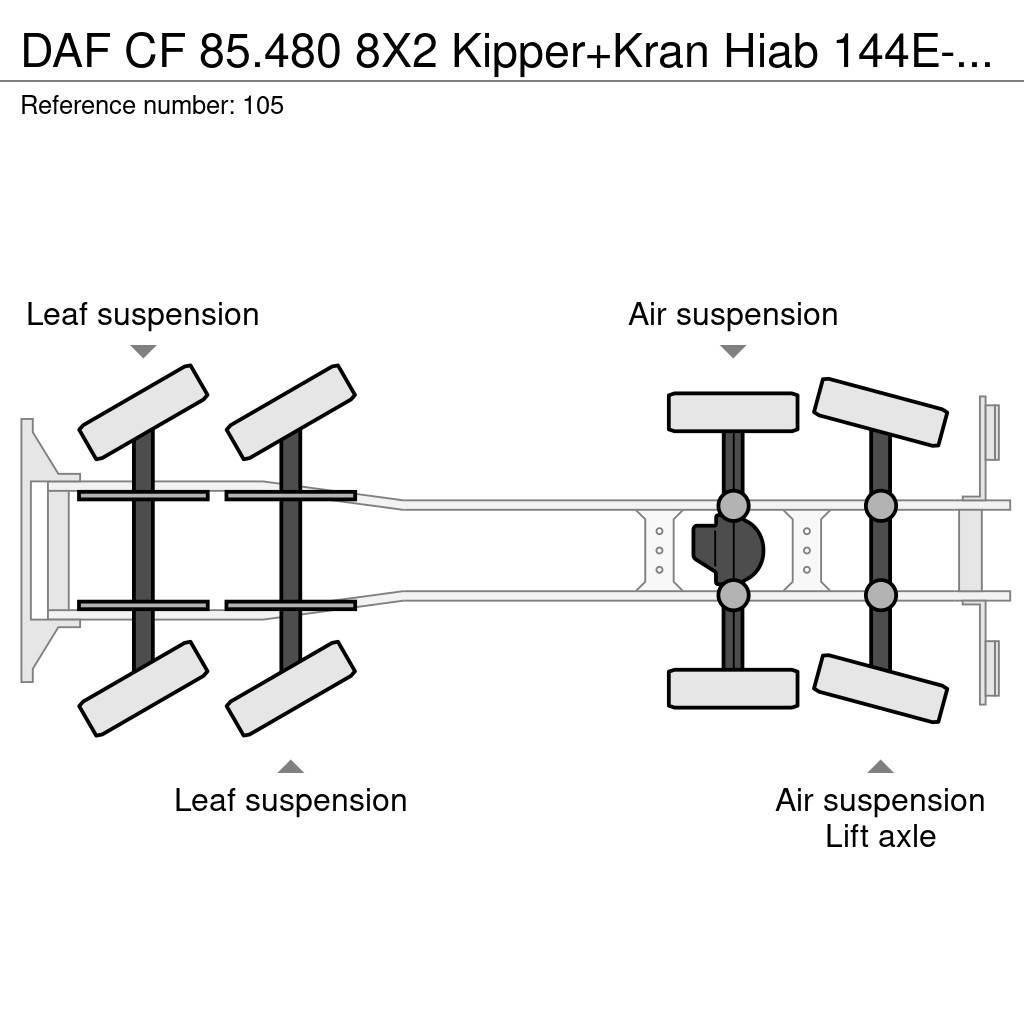 DAF CF 85.480 8X2 Kipper+Kran Hiab 144E-3 PRO Kranbil