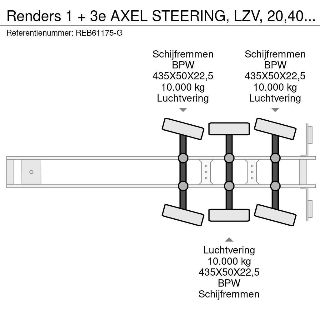 Renders 1 + 3e AXEL STEERING, LZV, 20,40,45 FT Containerchassis Semitrailere