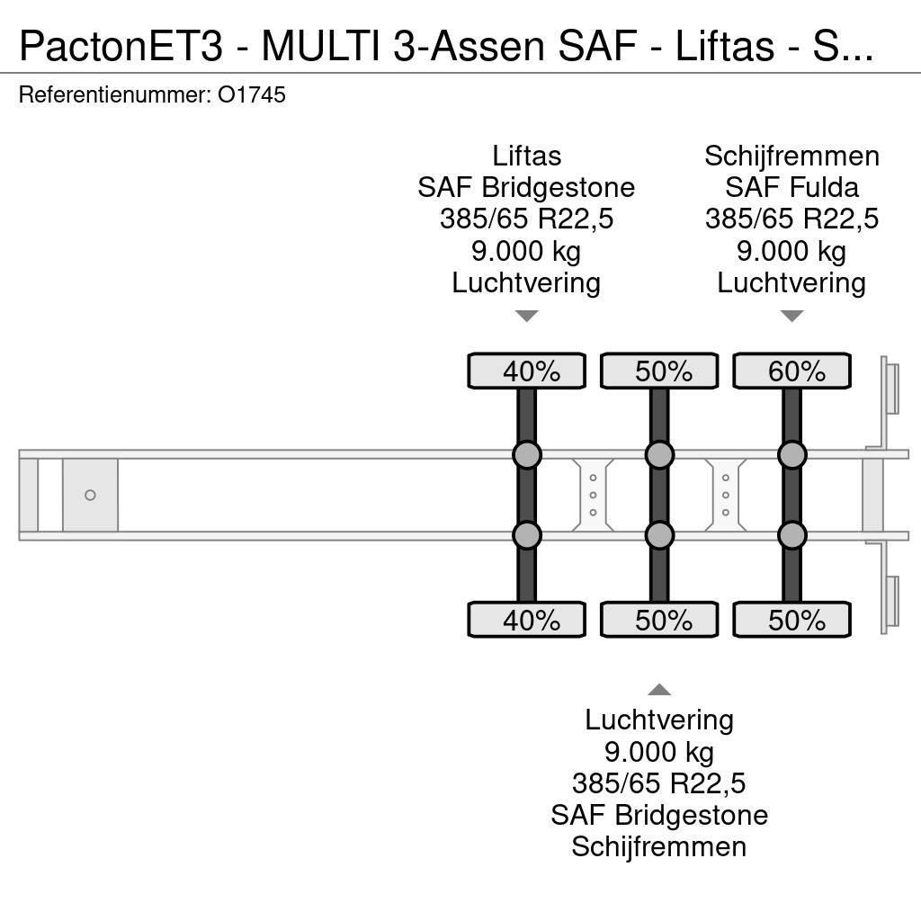 Pacton ET3 - MULTI 3-Assen SAF - Liftas - Schijfremmen - Containerchassis Semitrailere