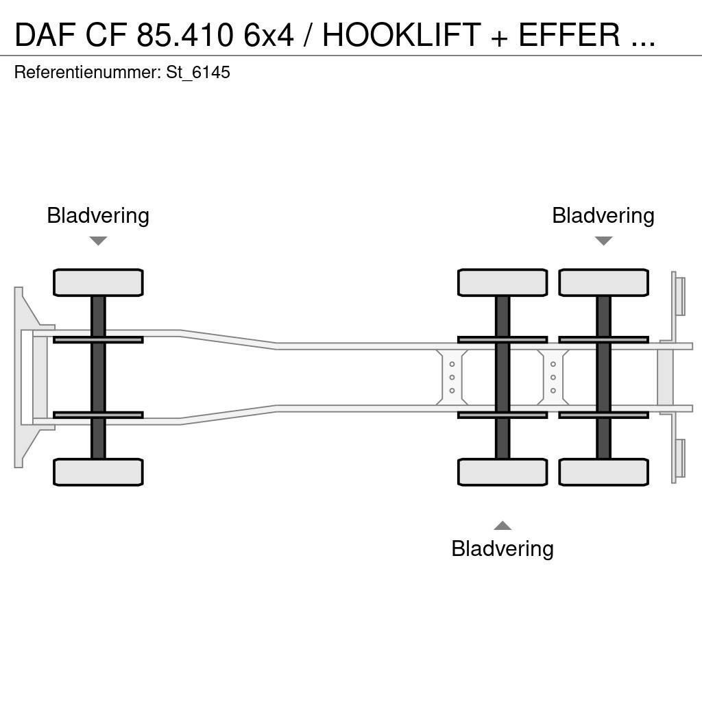 DAF CF 85.410 6x4 / HOOKLIFT + EFFER CRANE Kranbil