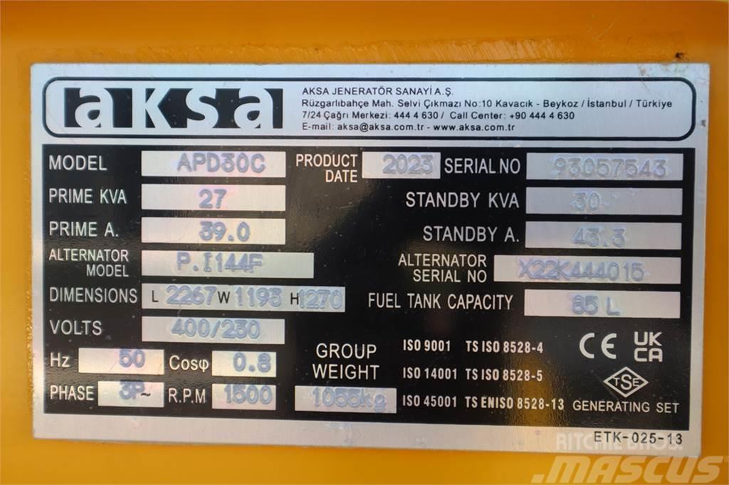 AKSA APD30C Valid inspection, *Guarantee! Diesel, 30 kV Diesel Generatorer