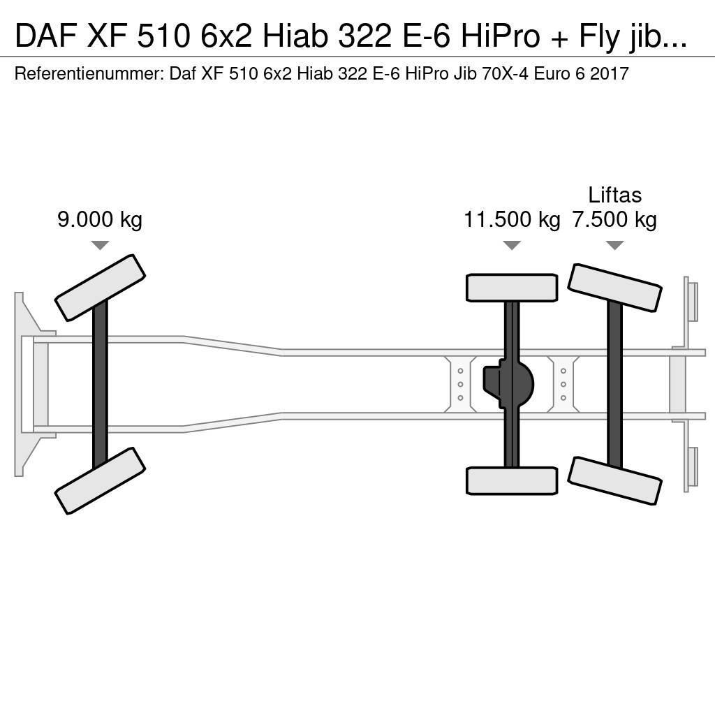 DAF XF 510 6x2 Hiab 322 E-6 HiPro + Fly jib Euro 6 Allterreng kraner