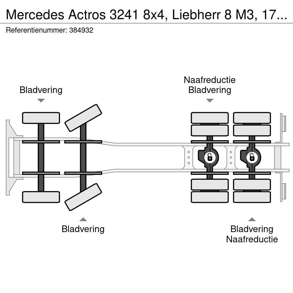 Mercedes-Benz Actros 3241 8x4, Liebherr 8 M3, 17 mtr belt, Remot Betongbiler