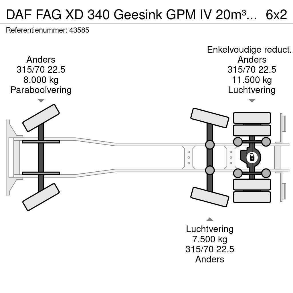 DAF FAG XD 340 Geesink GPM IV 20m³ GEC Welvaarts weigh Renovasjonsbil