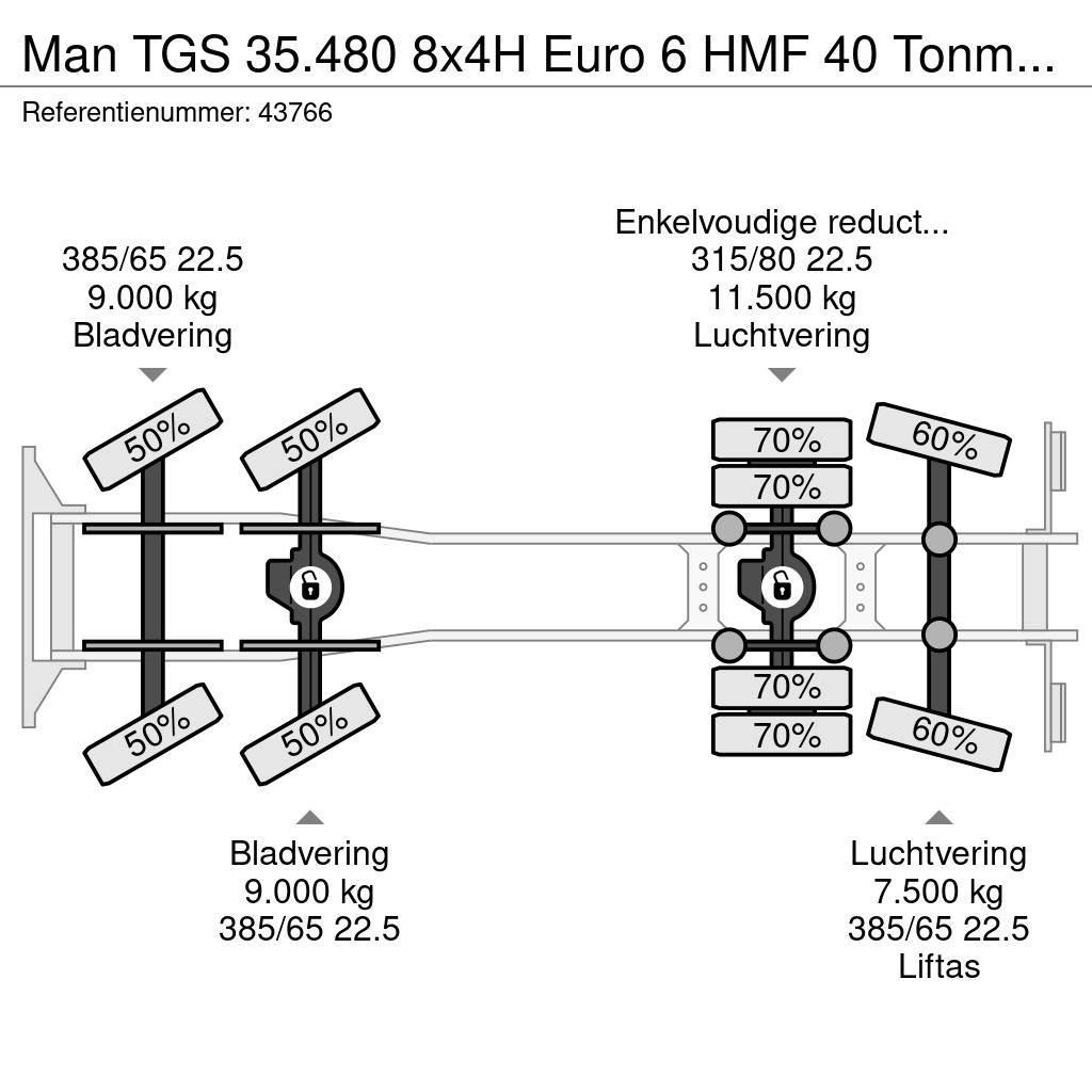 MAN TGS 35.480 8x4H Euro 6 HMF 40 Tonmeter laadkraan + Allterreng kraner