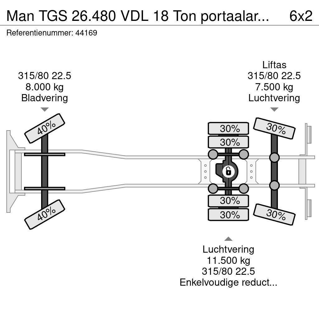 MAN TGS 26.480 VDL 18 Ton portaalarmsysteem Liftdumper biler